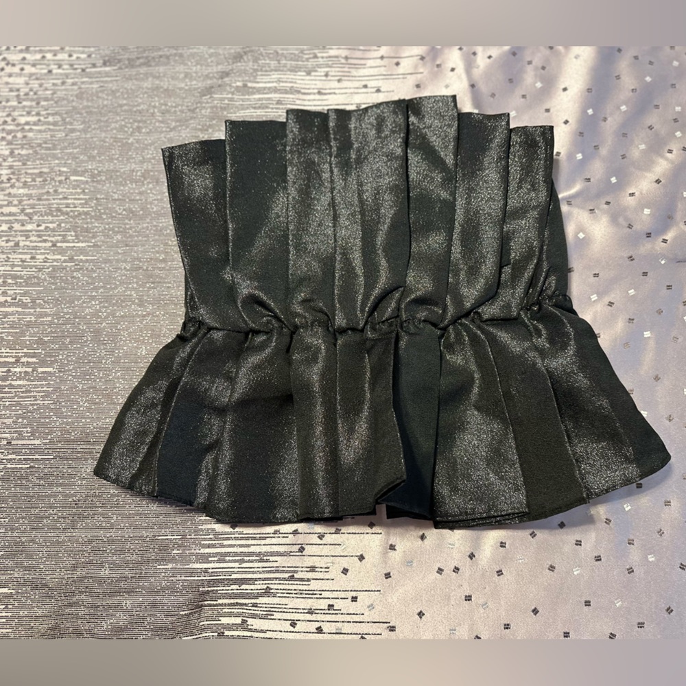 Anna Grace Black Satin Ruffled Camisole Top